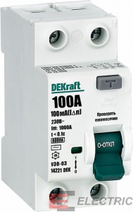 ВДТ 2P 100A 100мА тип AC 6кА УЗО-03 нов.