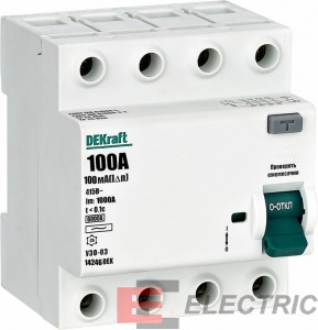 ВДТ 4P 100A 100мА тип AC 6кА УЗО-03 нов.